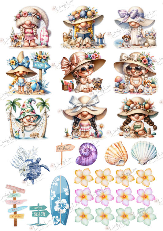 A4 Fusy Cut Sheets- Beach Day Buddies - Beach Babe Cuties