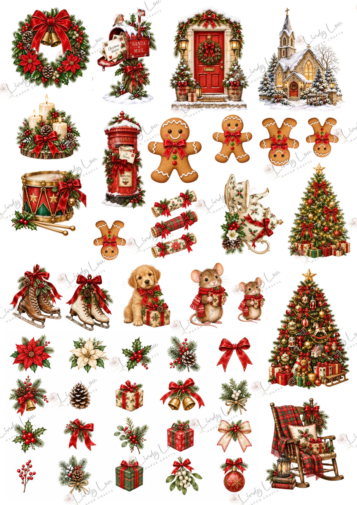 A4 Fussy Cut Sheets  - Christmas Past - Christmas Keepsakes