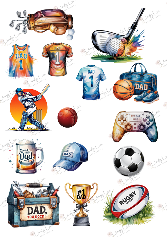 A4 Fussy Cut Sheets  - Man Made Memories - Dad's Day