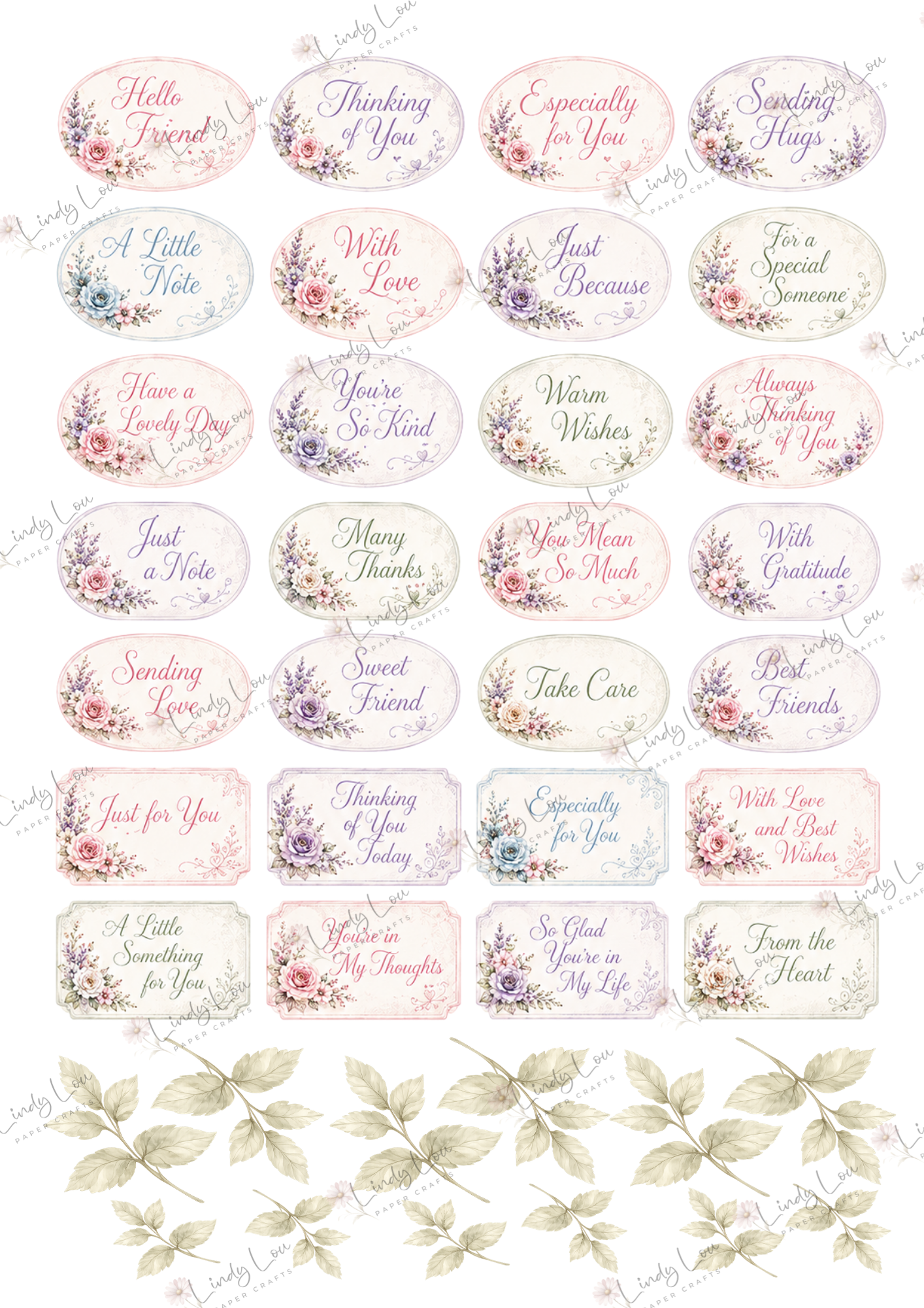 A4 Fussy Cut Sheets  - Blooming Lace - Floral Wishes