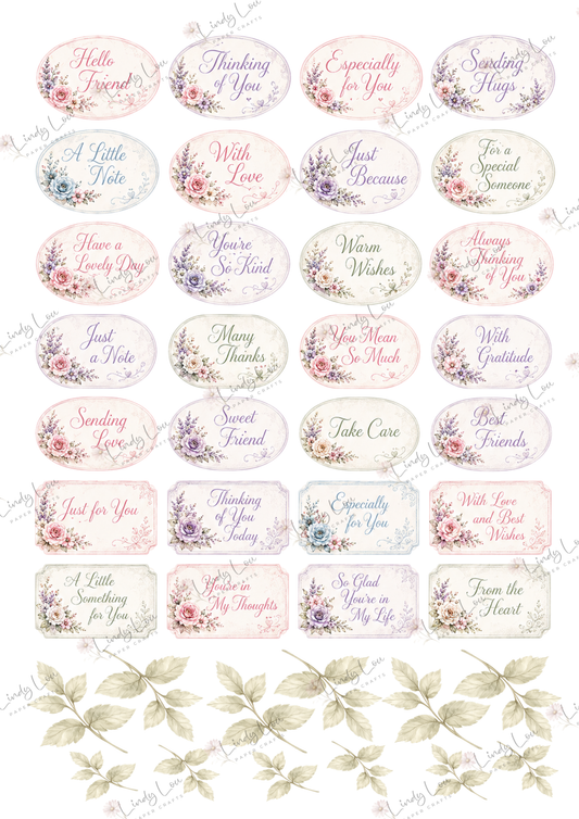 A4 Fussy Cut Sheets  - Blooming Lace - Floral Wishes