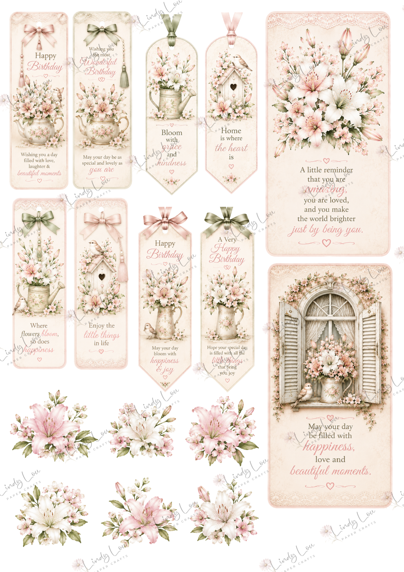 A4 Fussy Cut Sheets  - Lily's Cottage - Lily's Cottage Keepsakes