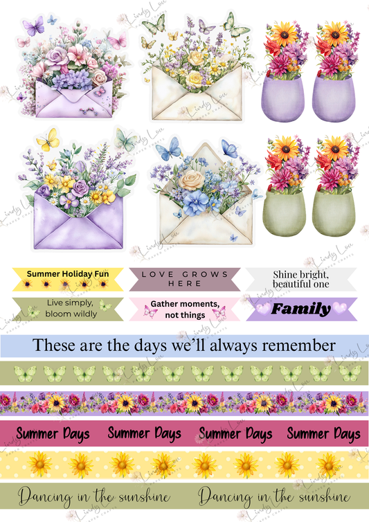 A4 Fusy Cut Sheets- Summer Florals - Summer Days