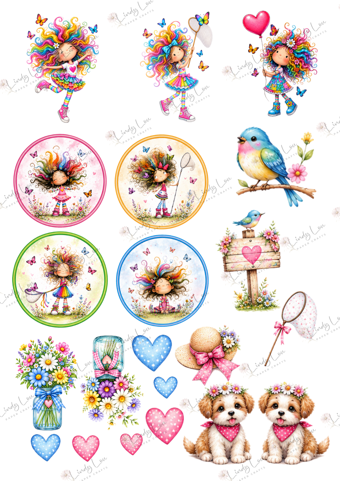 A4 Fussy Cut Sheets - Butterfly Kisses & Quirky Wishes - Whimsical Fizz