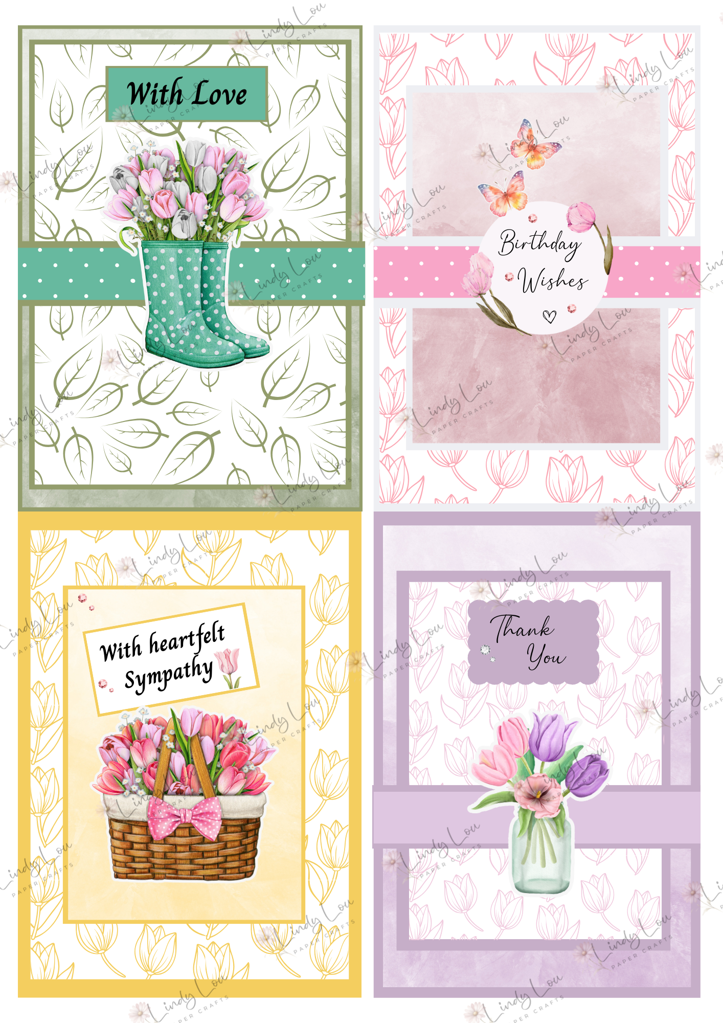 A6 Card Kit - Tip Toe through the Tulips