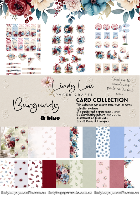 A6 Card Collection - Burgundy & Blue
