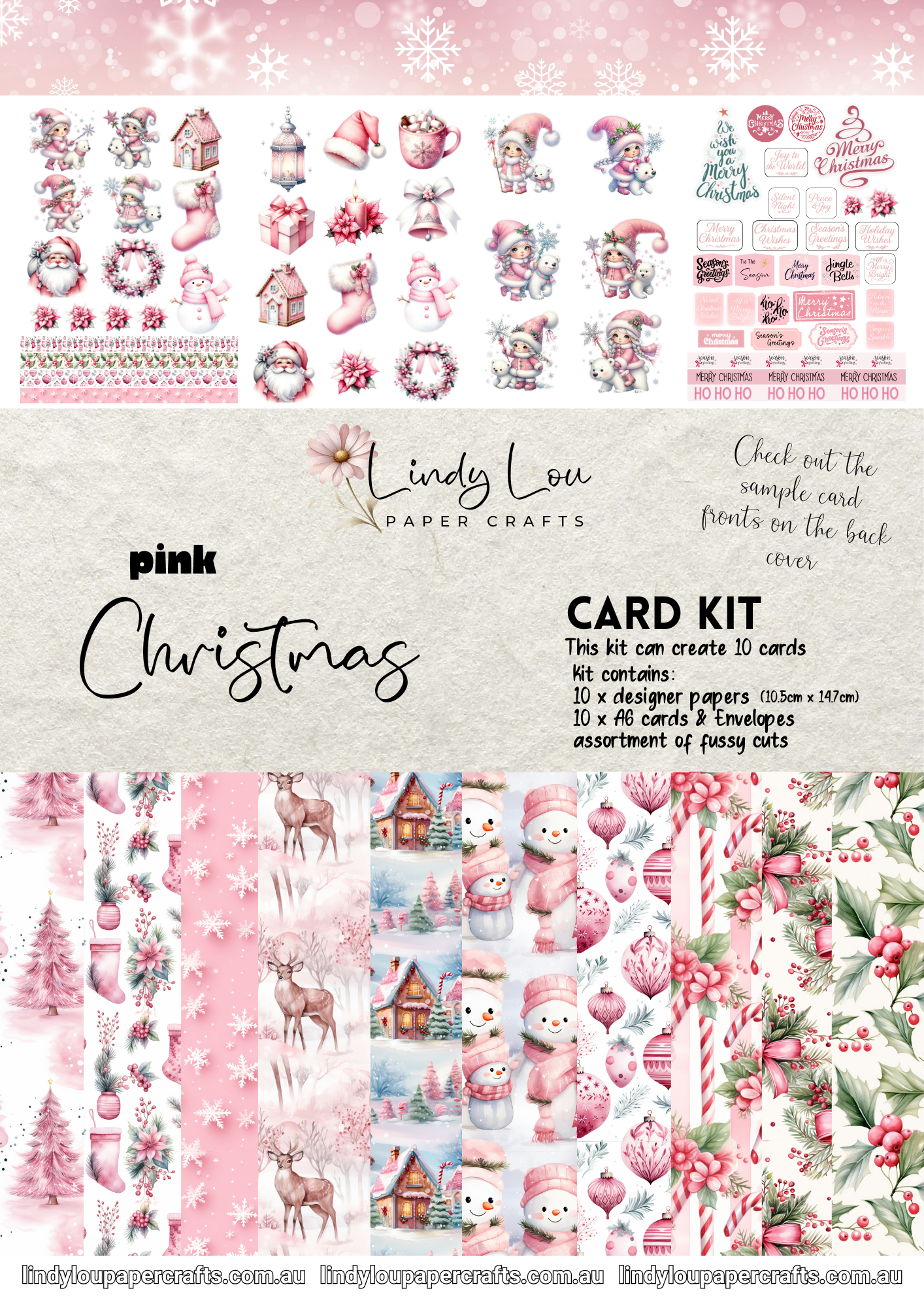 A6 Card Kit - Pink Christmas