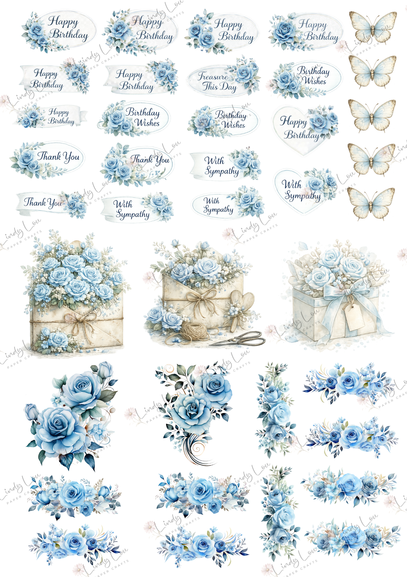 A6 Card Kit - Whispers in Blue