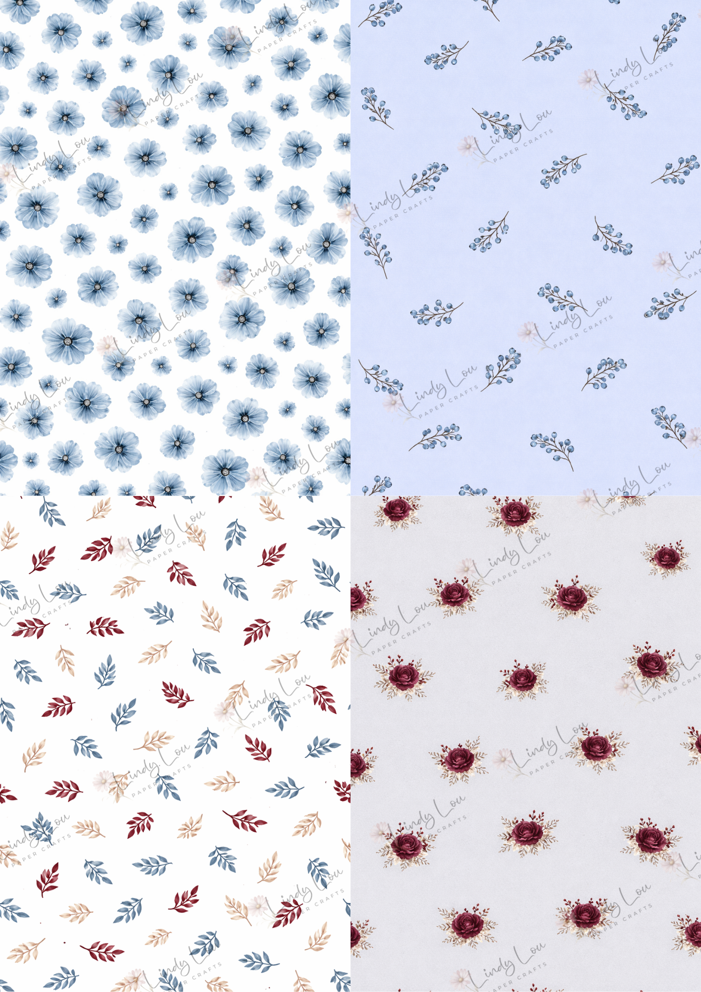 A6 Card Collection - Burgundy & Blue