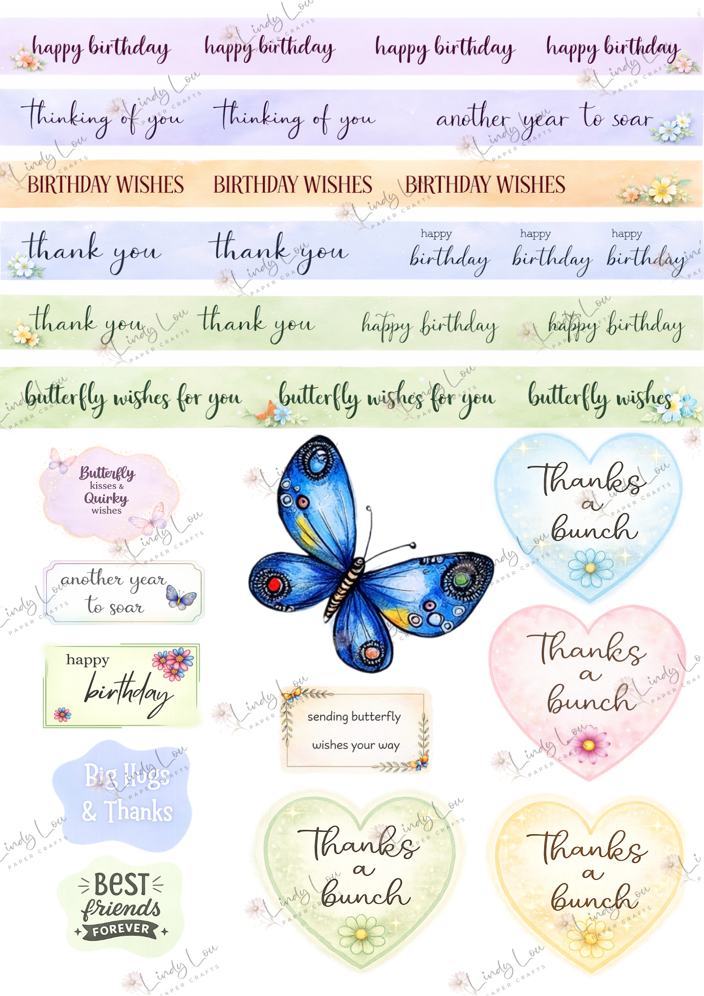 A6 Card Kit - Butterfly Kisses & Quirky Wishes