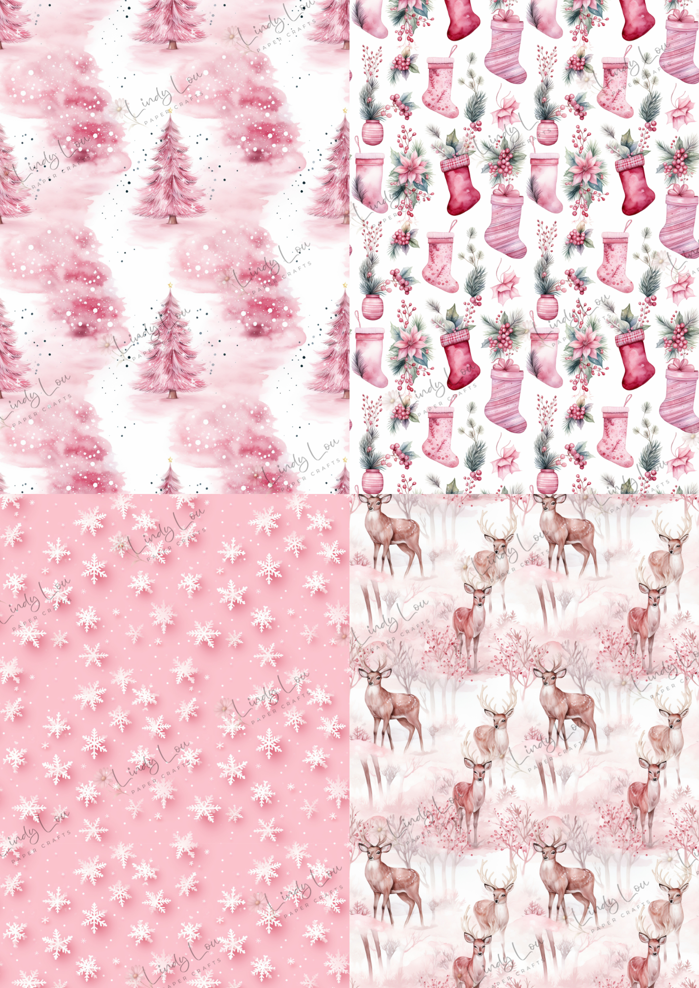 A6 Card Kit - Pink Christmas