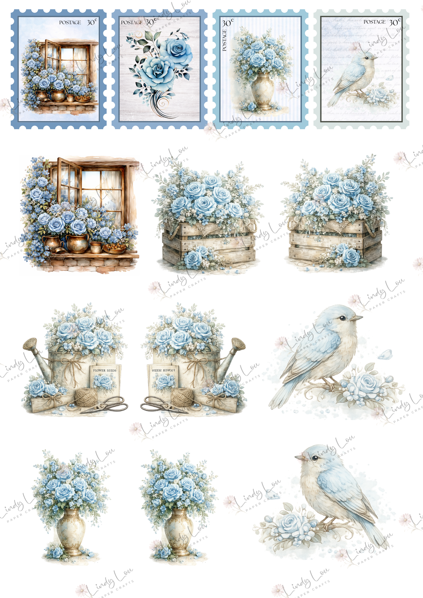 A6 Card Kit - Whispers in Blue