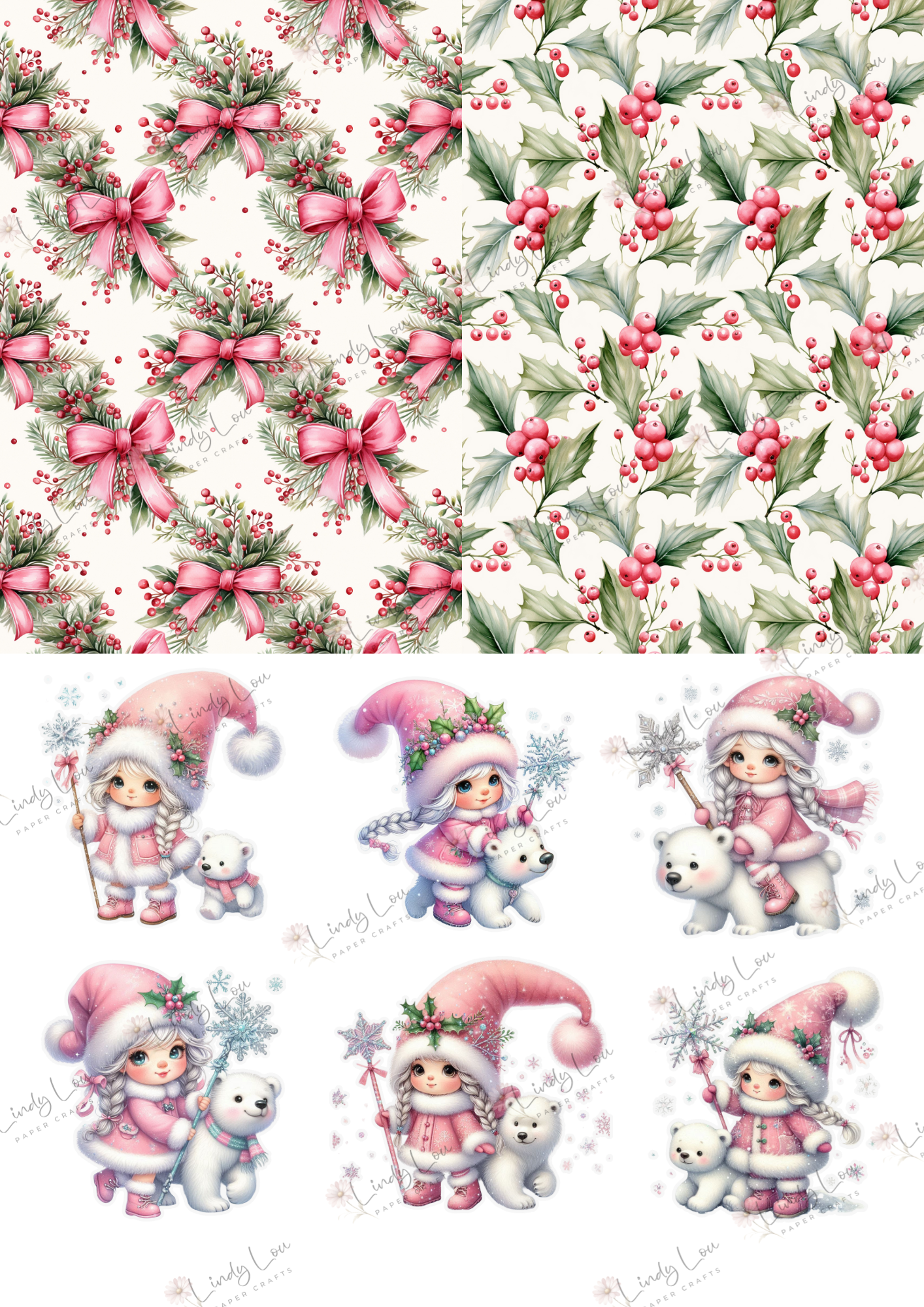 A6 Card Kit - Pink Christmas