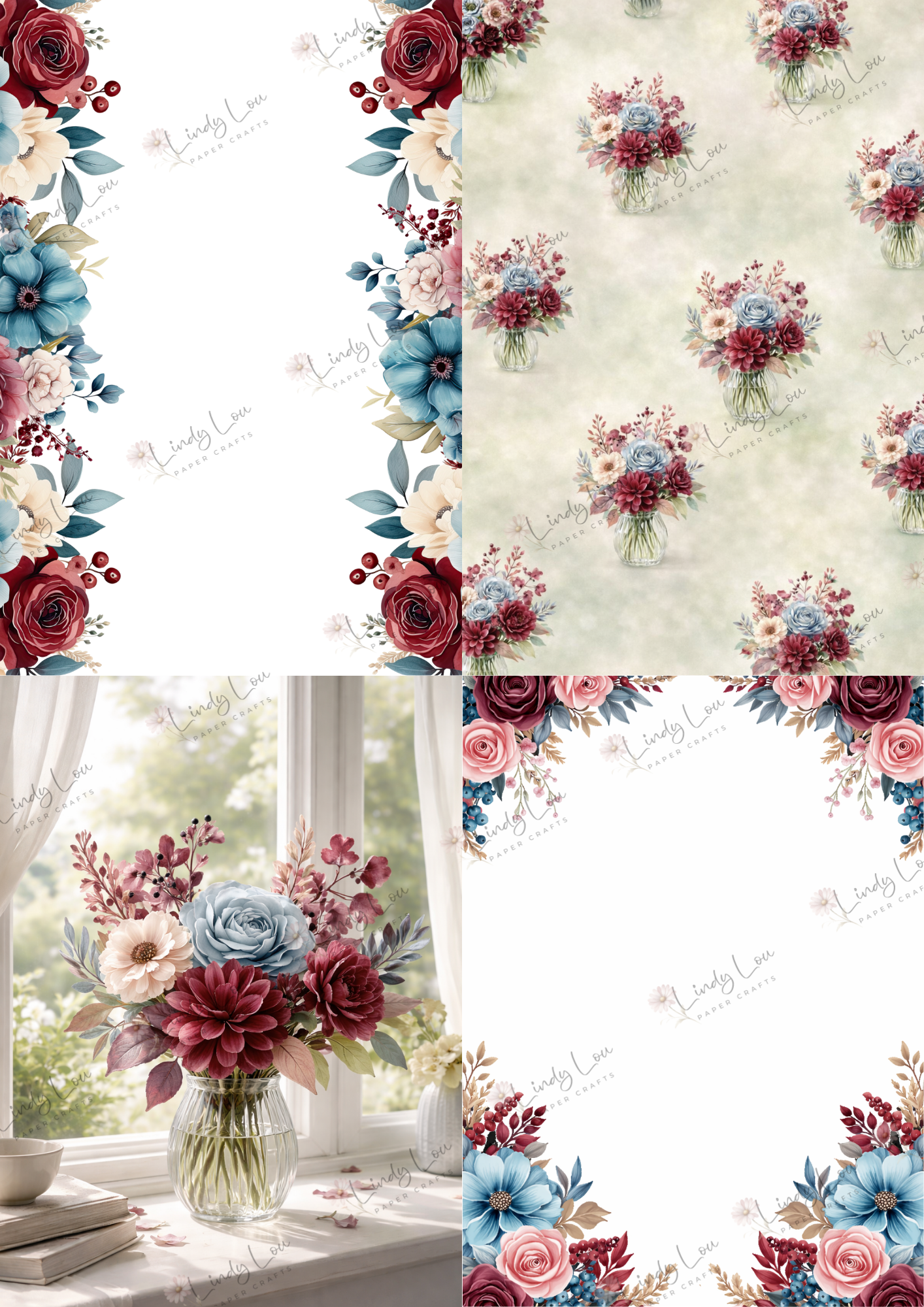 A6 Card Collection - Burgundy & Blue