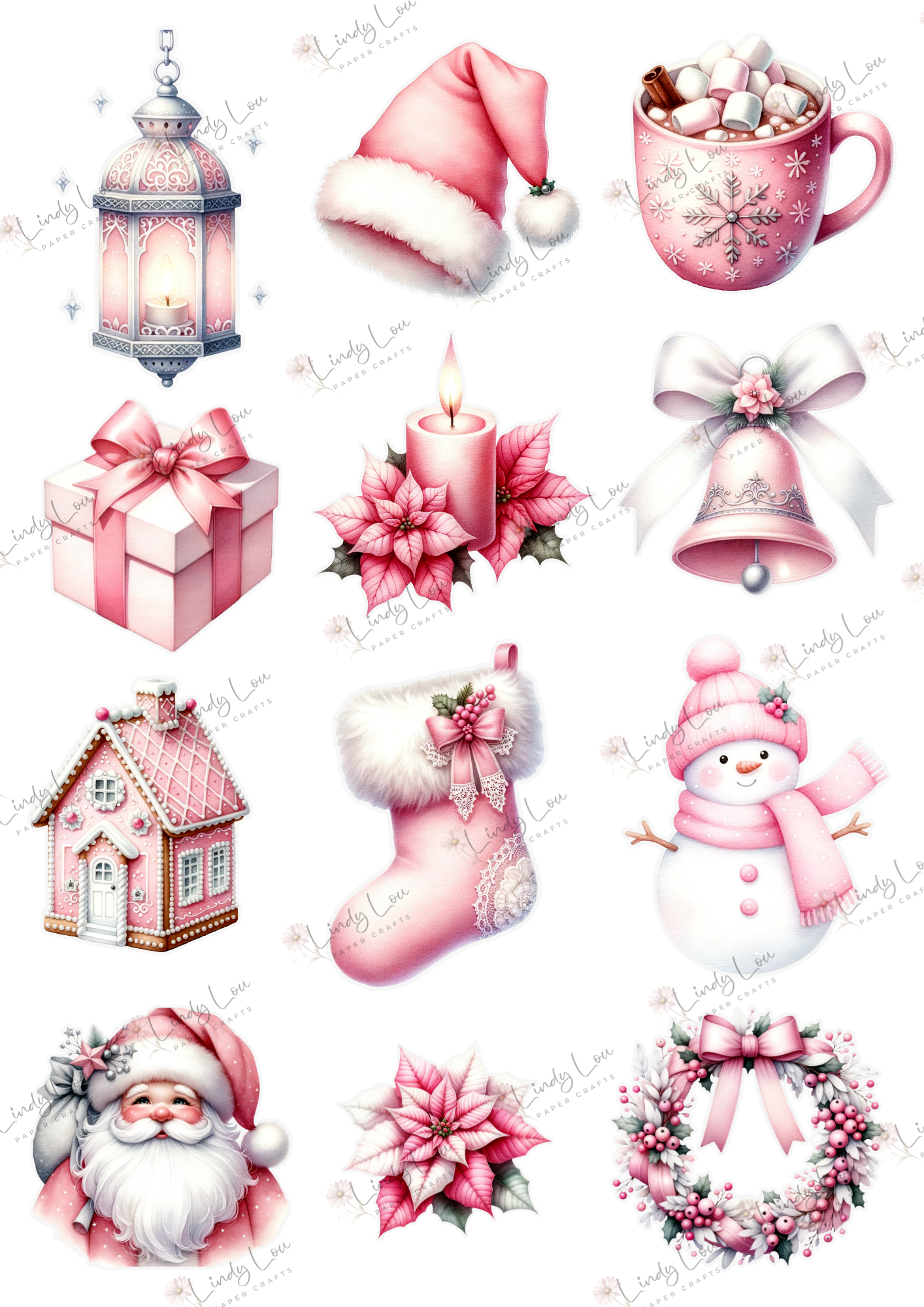 A6 Card Kit - Pink Christmas