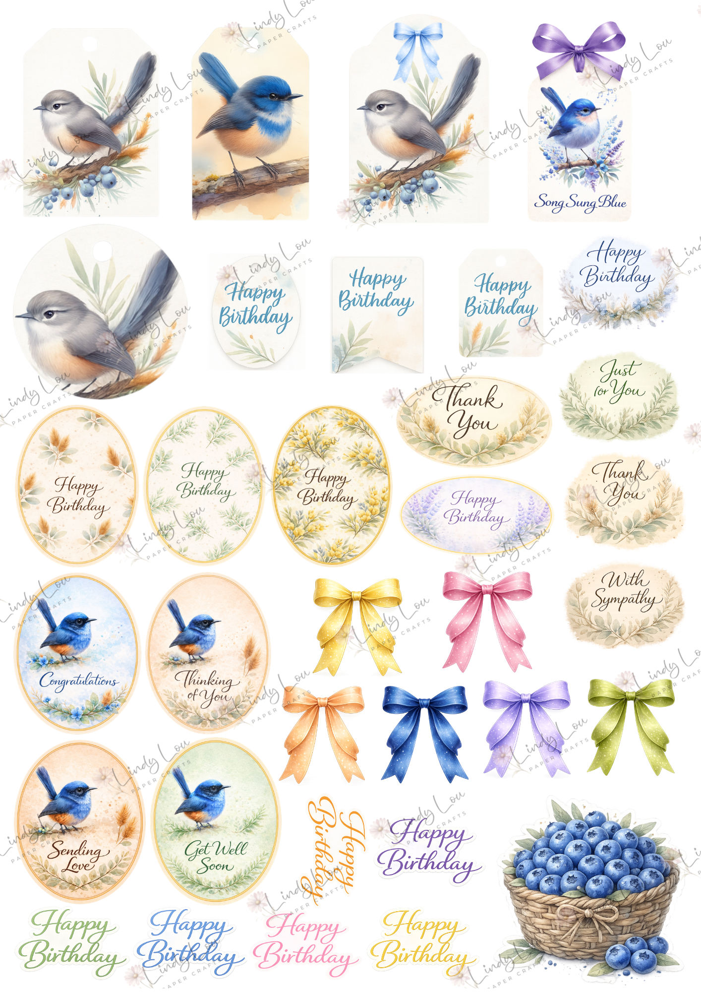 A6 Card Kit - Blue Birds of Happiness