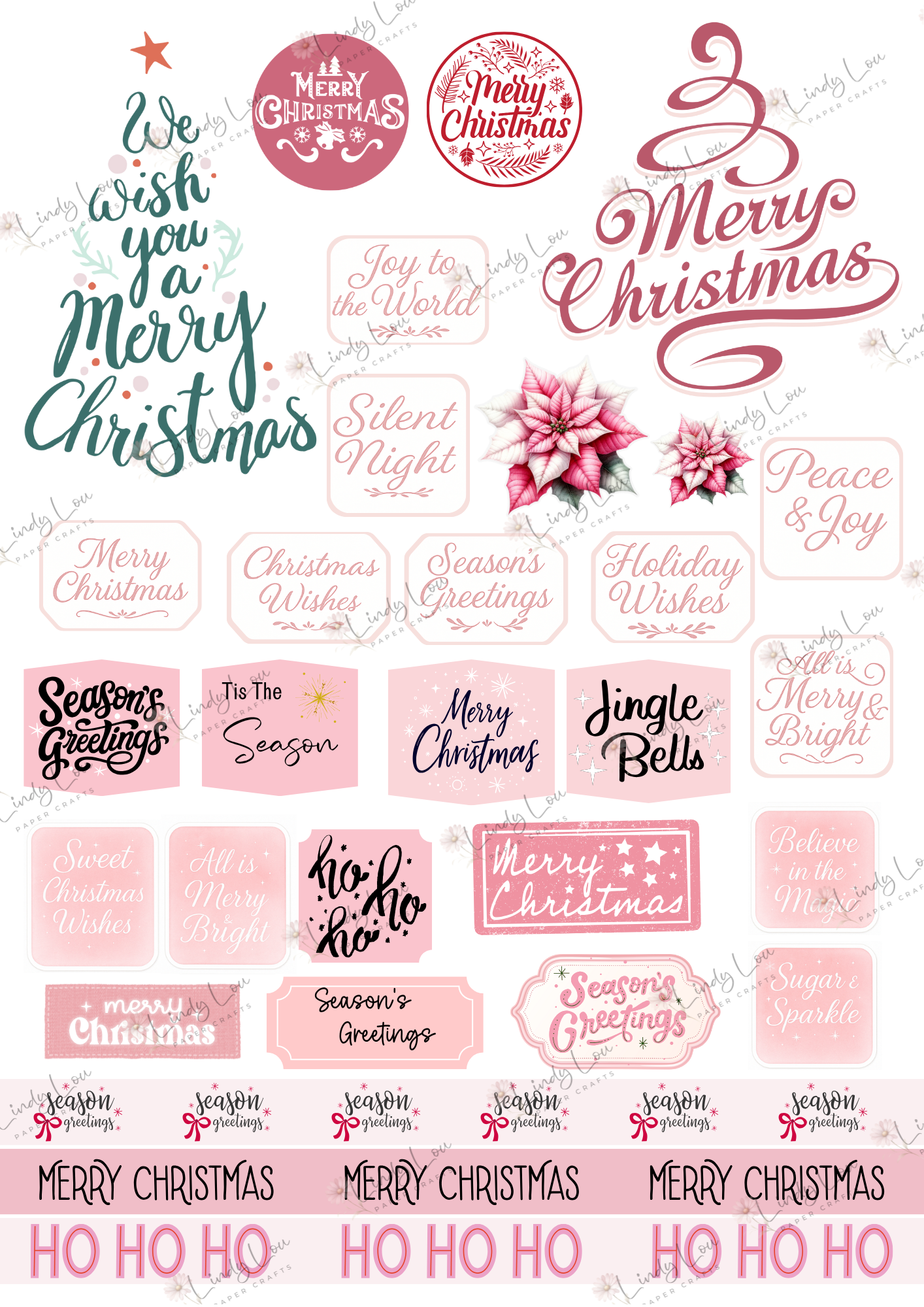 A6 Card Kit - Pink Christmas