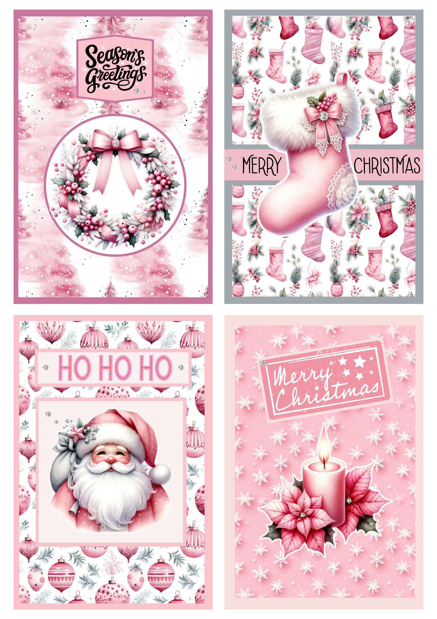 A6 Card Kit - Pink Christmas