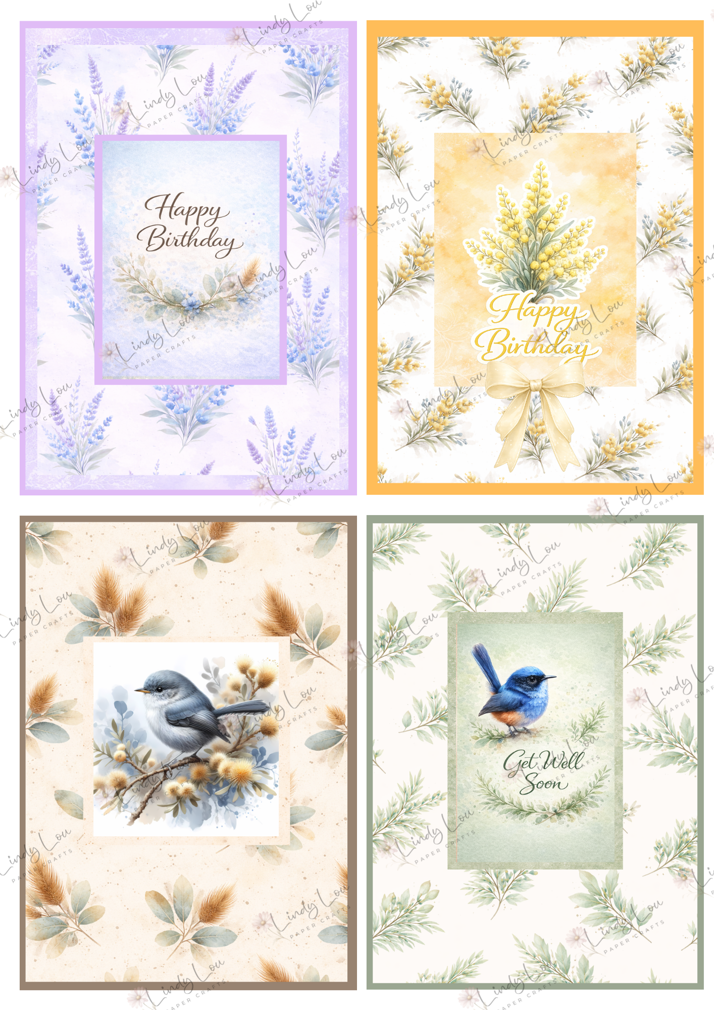 A6 Card Kit - Blue Birds of Happiness