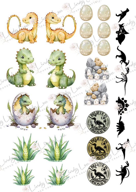 A4 Fussy Cut Sheets - Dino Saurus - Roar Squad