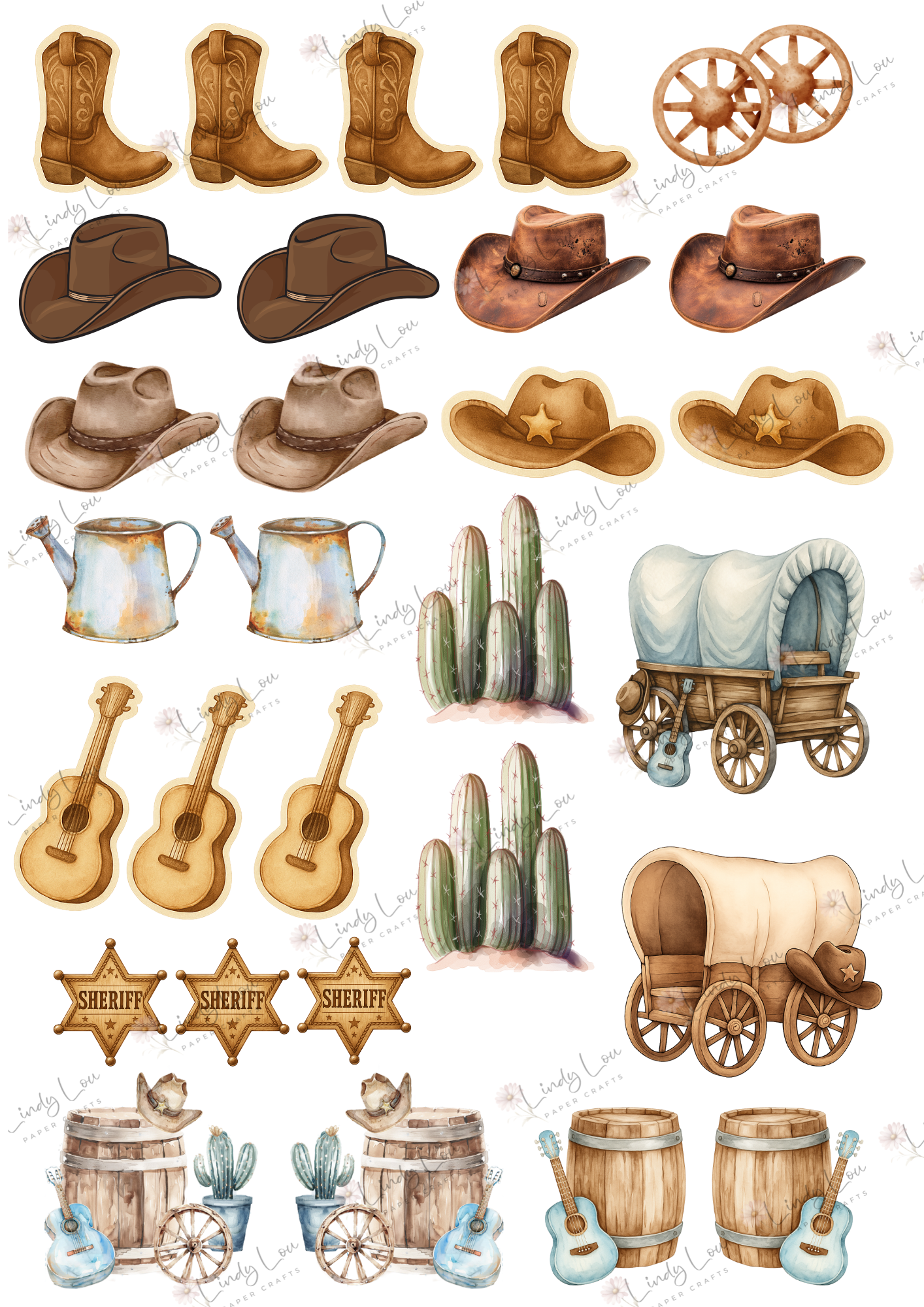 A4 Fussy Cut Sheets - Giddy Up Cowboy - Frontier Finds