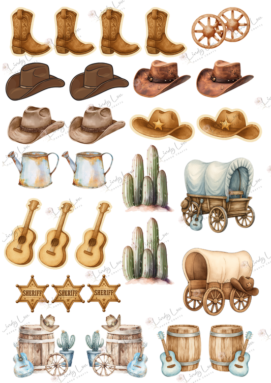 A4 Fussy Cut Sheets - Giddy Up Cowboy - Frontier Finds