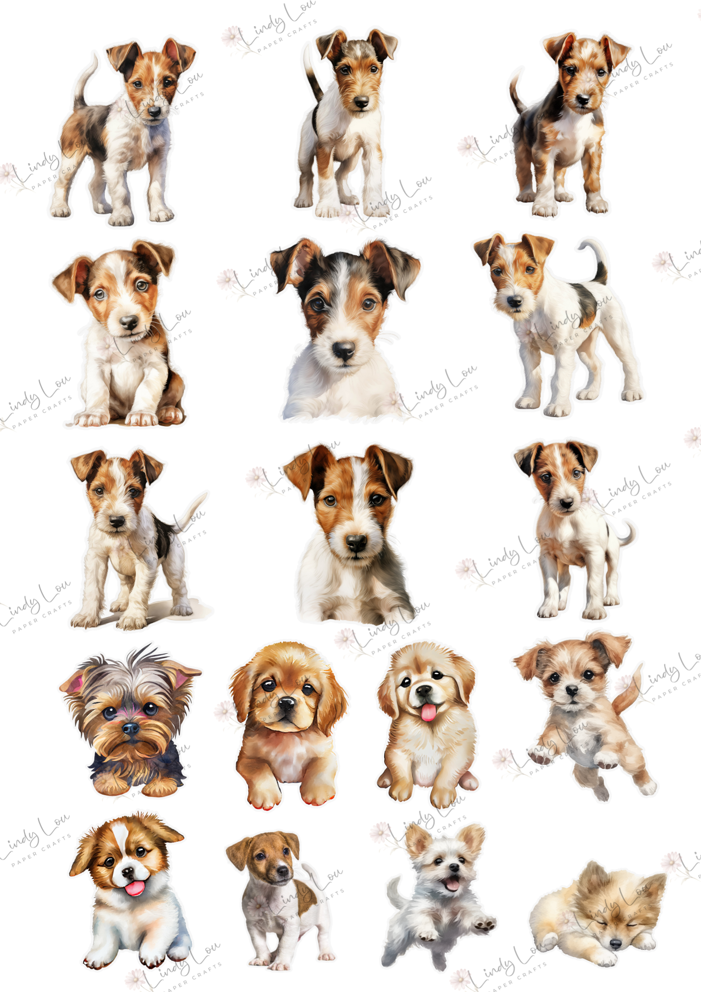 A4 Fussy Cut Sheets  - My Best Friend - Puppy Parade