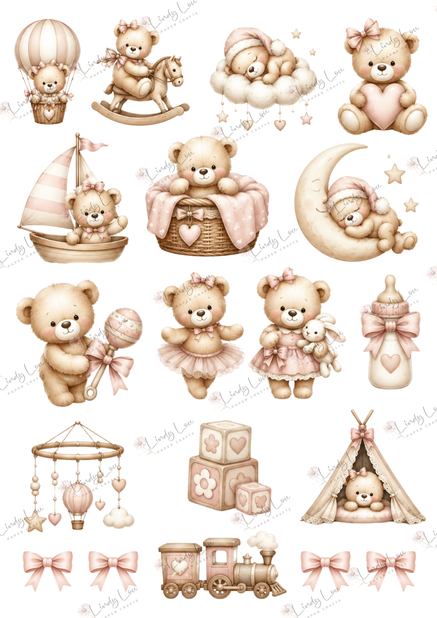 A4 Fussy Cut Sheets - Boho Baby - Berry Sweet
