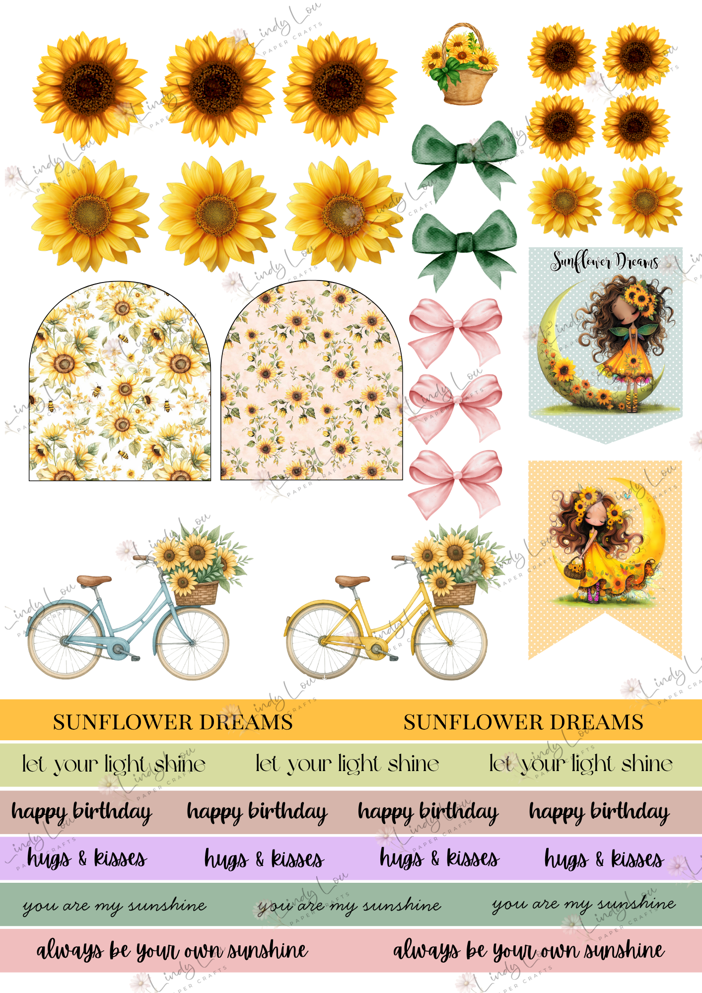 A4 Fussy Cut Sheets - Sunflower Dreams - Moon Talk