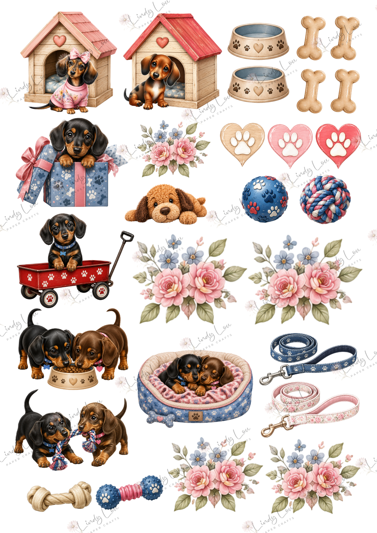 A4 Fussy Cut Sheets  - Barking Adorable - Puppy Delights