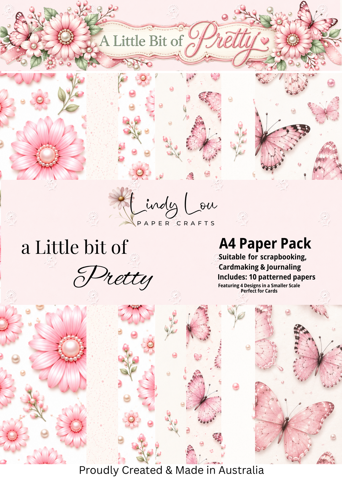 A4 Paper Pack - a Little bit of Pretty - Pink