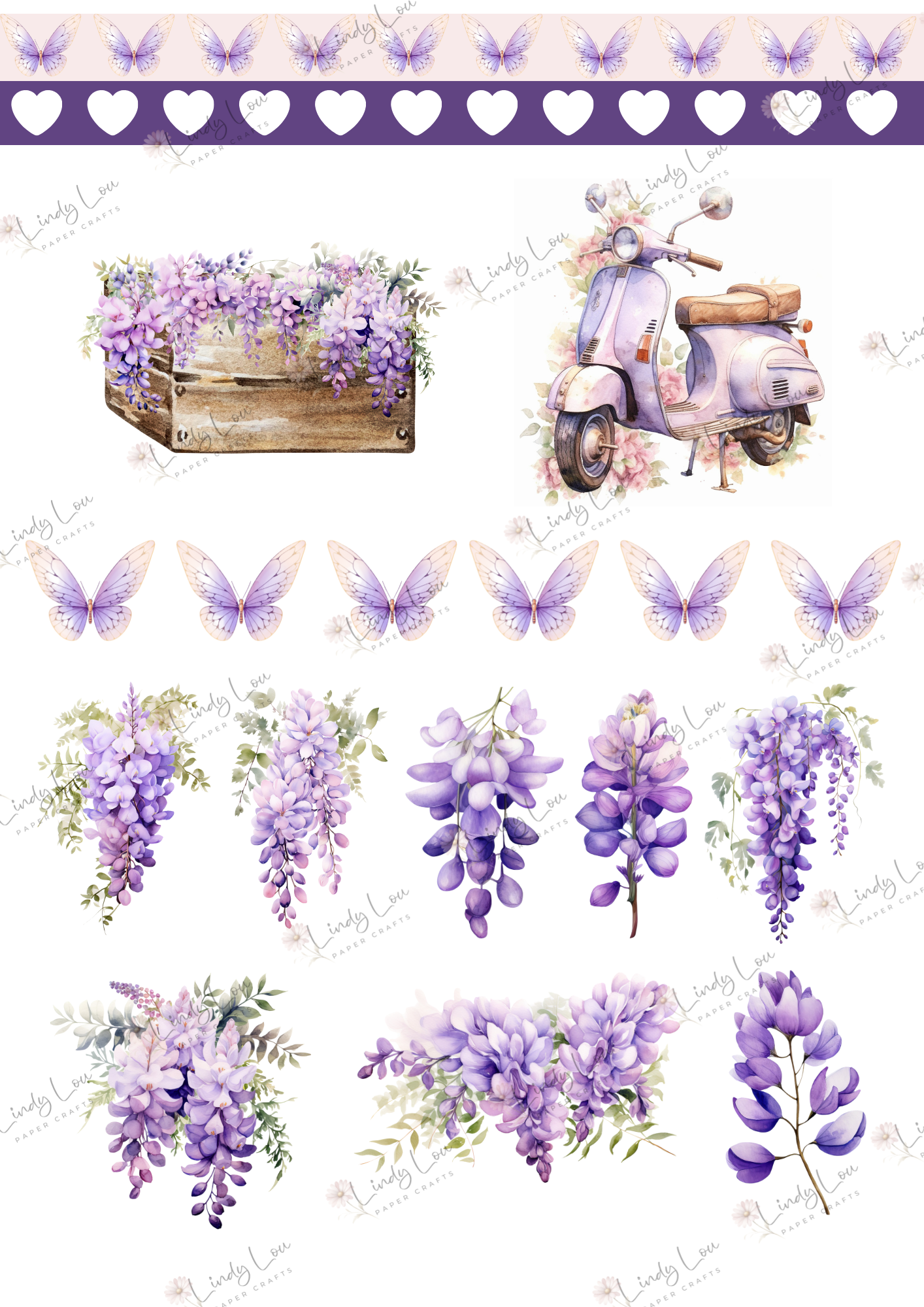 A4 Fusy Cut Sheets- Wisteria Walk - Whisteria Whimsy