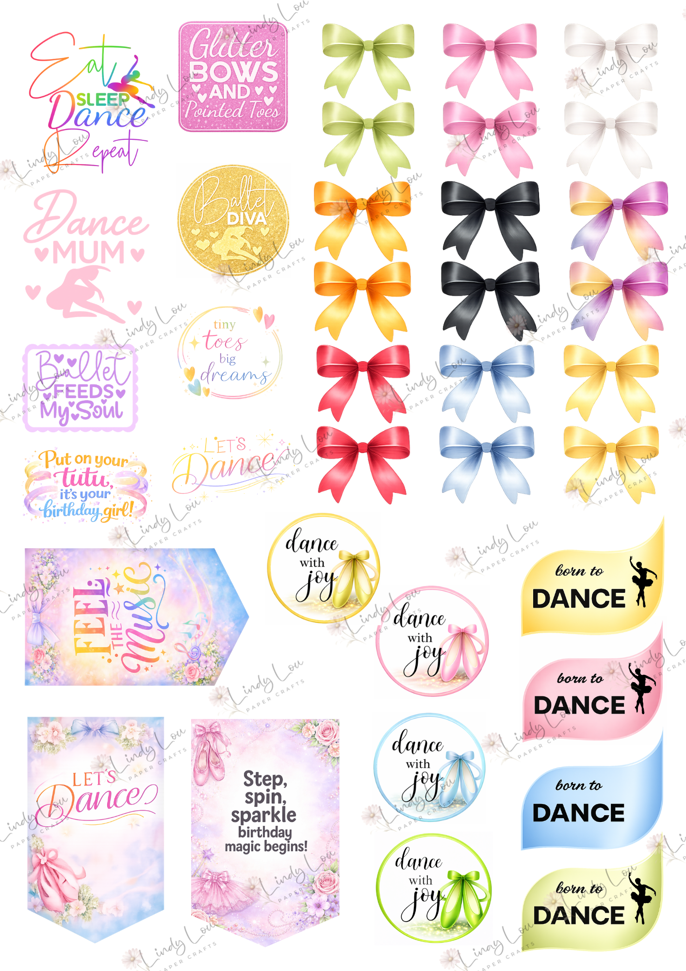 A4 Fusy Cut Sheets - Ballerina Blossoms - Twirl & Flutter Fancies