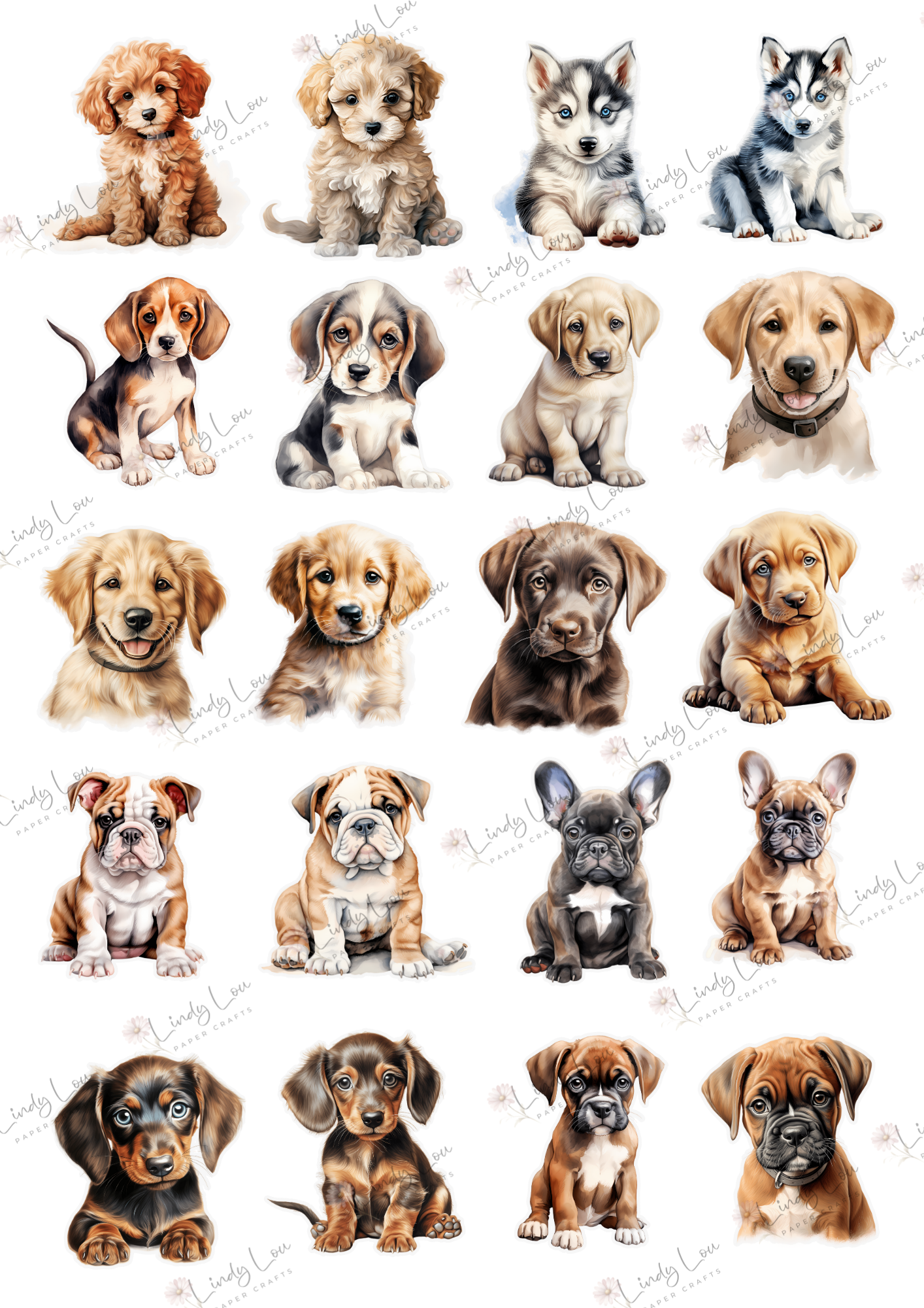 A4 Fussy Cut Sheets  - My Best Friend - Puppy Love
