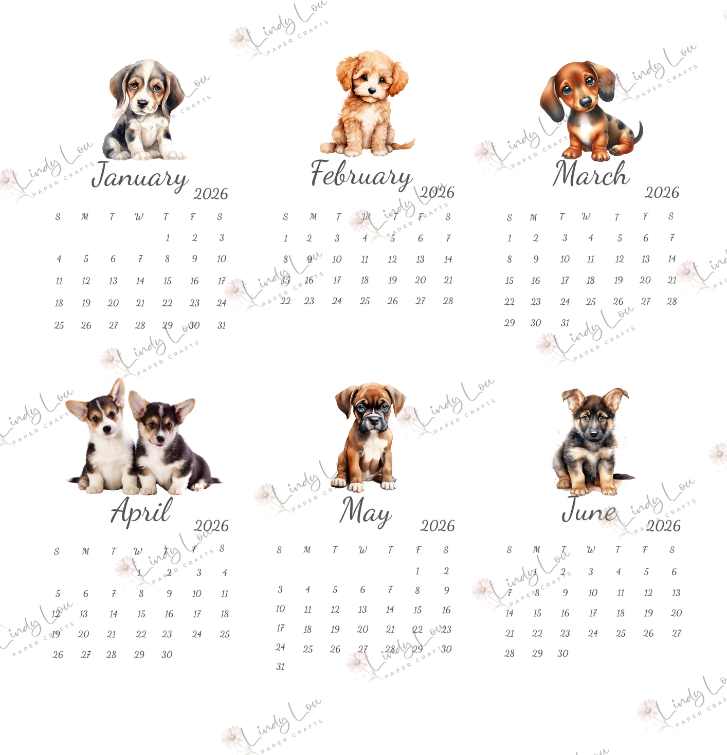 Calendars 2026 Puppies
