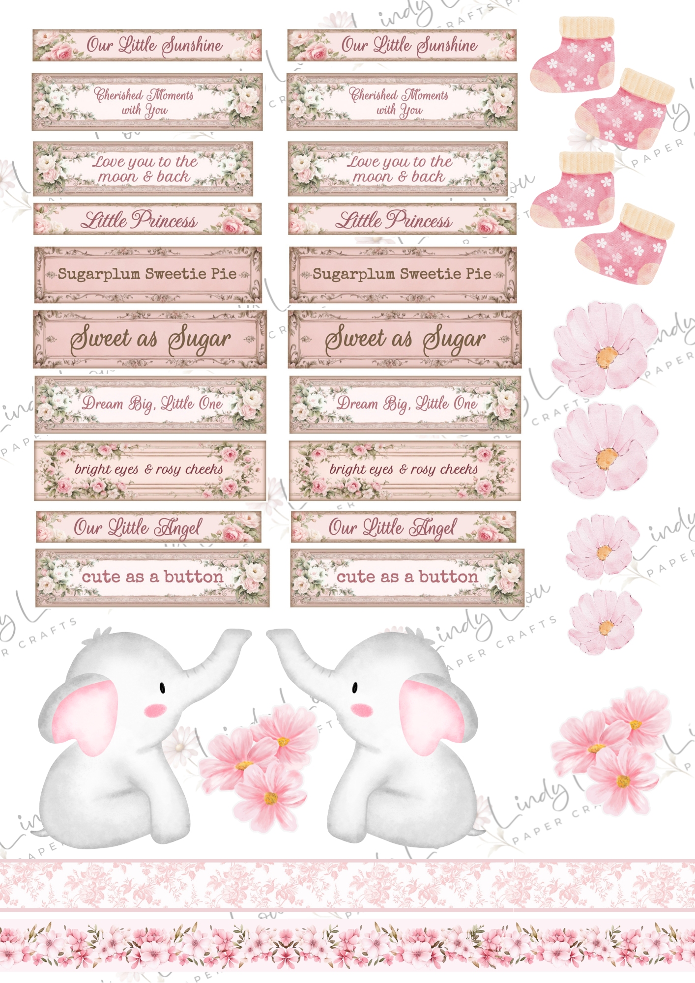 A4 Fussy Cut Sheets - Sweet Baby Girl - Sweet Talk