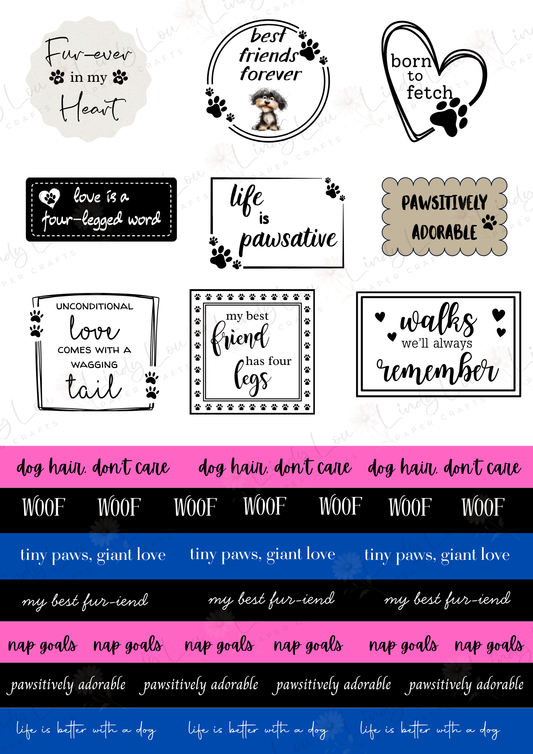 A4 Fussy Cut Sheets - Pawsitively Adorable - Love Notes