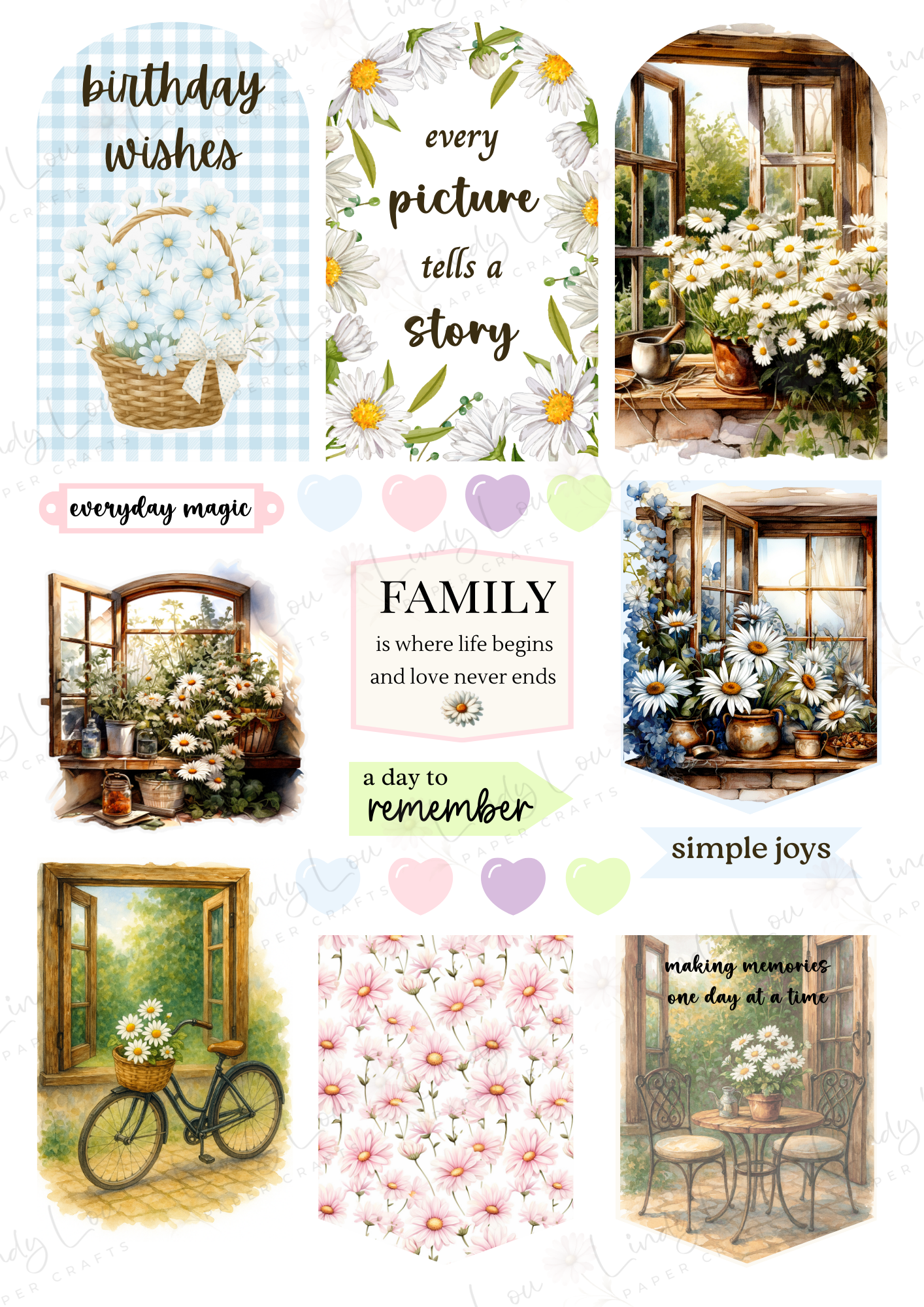 A4 Fussy Cut Sheets - Daisy Girls - Daisy Daydreams