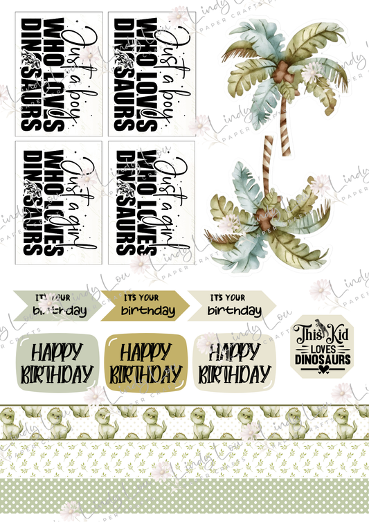 A4 Fussy Cut Sheets - Dino Saurus - Born to Roar