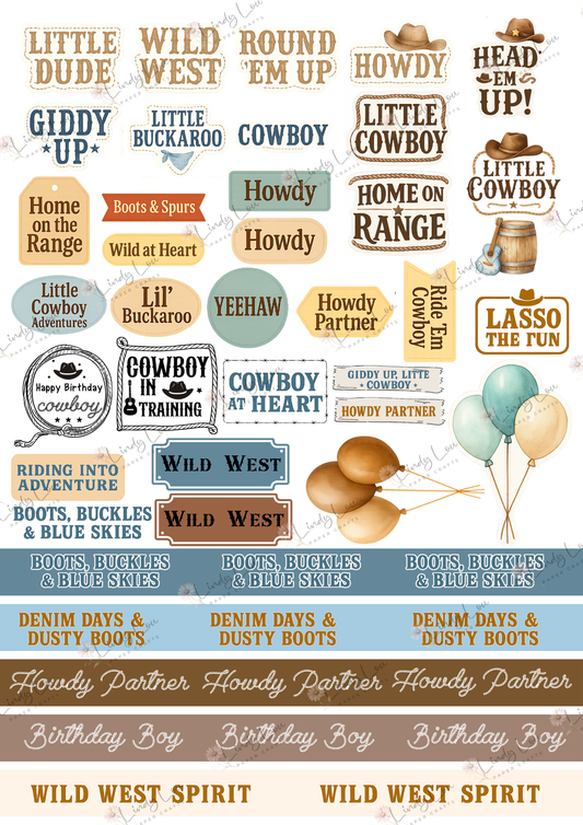 A4 Fussy Cut Sheets - Giddy Up Cowboy - Cowboy Talk