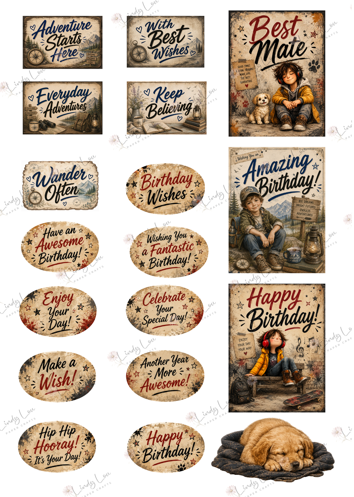 A4 Fussy Cut Sheets  - Teen Trailblazer - Adventure Sentiments