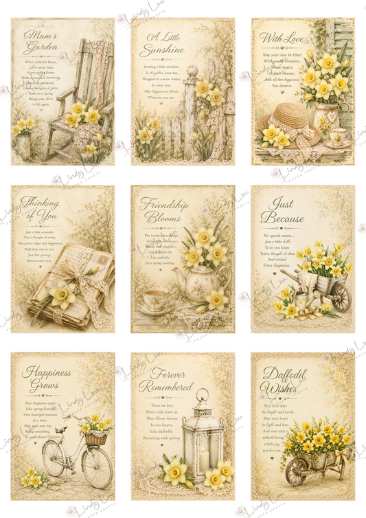A4 Fussy Cut Sheets  - Mum's Daffodils - Garden Verses