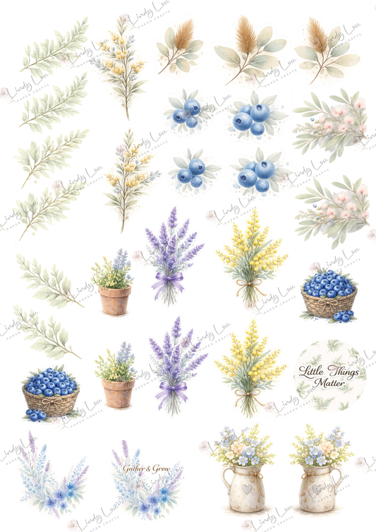 A4 Fussy Cut Sheets  - Bluebirds of Happiness - Nature's Little Treasures