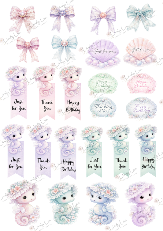 A4 Fussy Cut Sheets  - Bonnet Bay Parade - Pearl Wishes