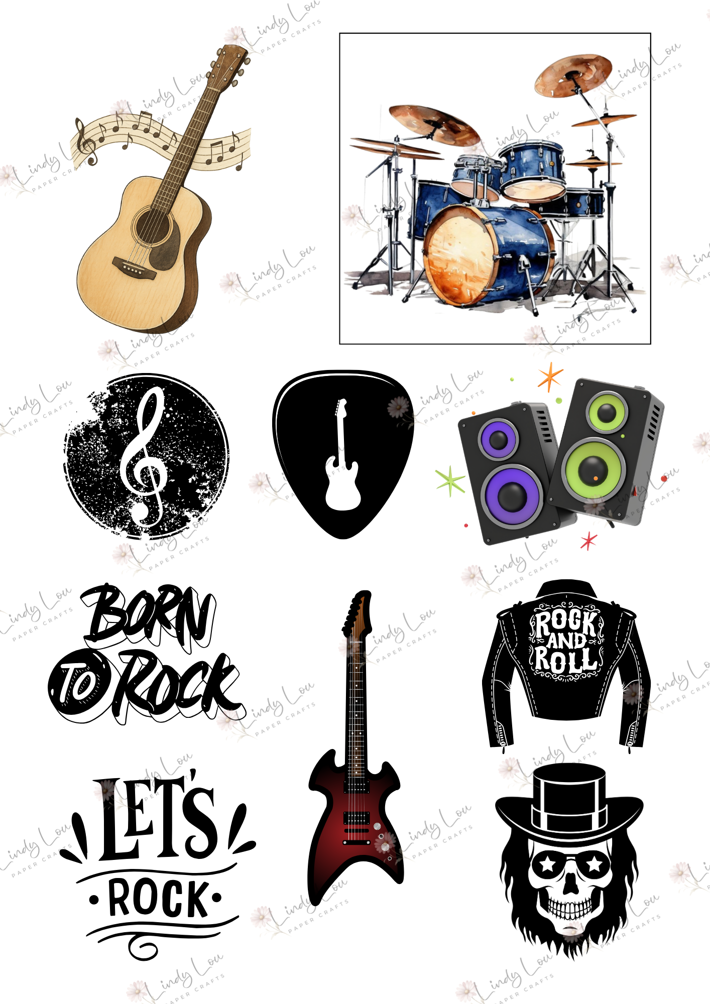 A4 Fussy Cut Sheets  - Man Made Memories - Rock On