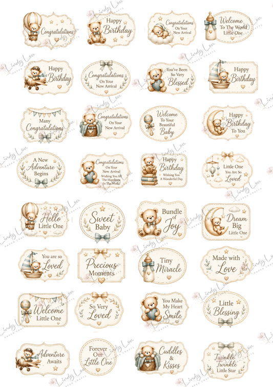 A4 Fussy Cut Sheets - Boho Baby - Sweet Sentiments