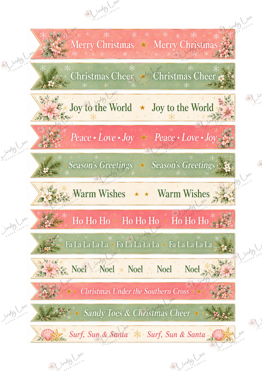 A4 Fussy Cut Sheets  - Aussie Christmas - Words & Wishes