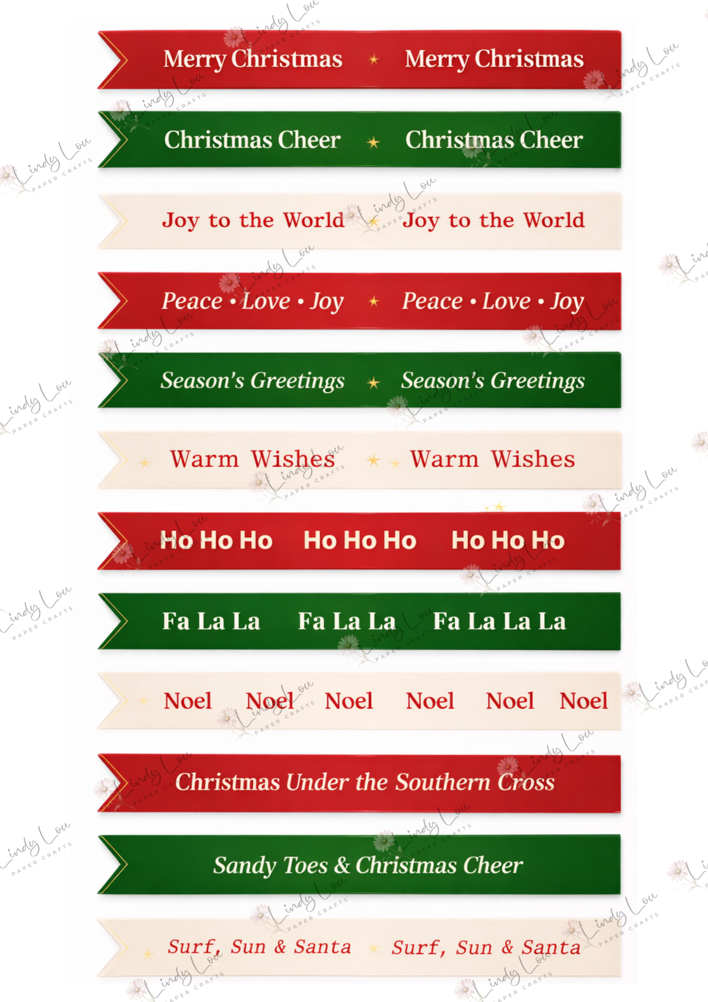 A4 Fussy Cut Sheets  - Aussie Christmas - Words & Wishes