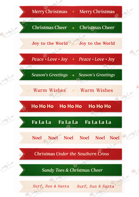 A4 Fussy Cut Sheets  - Aussie Christmas - Words & Wishes