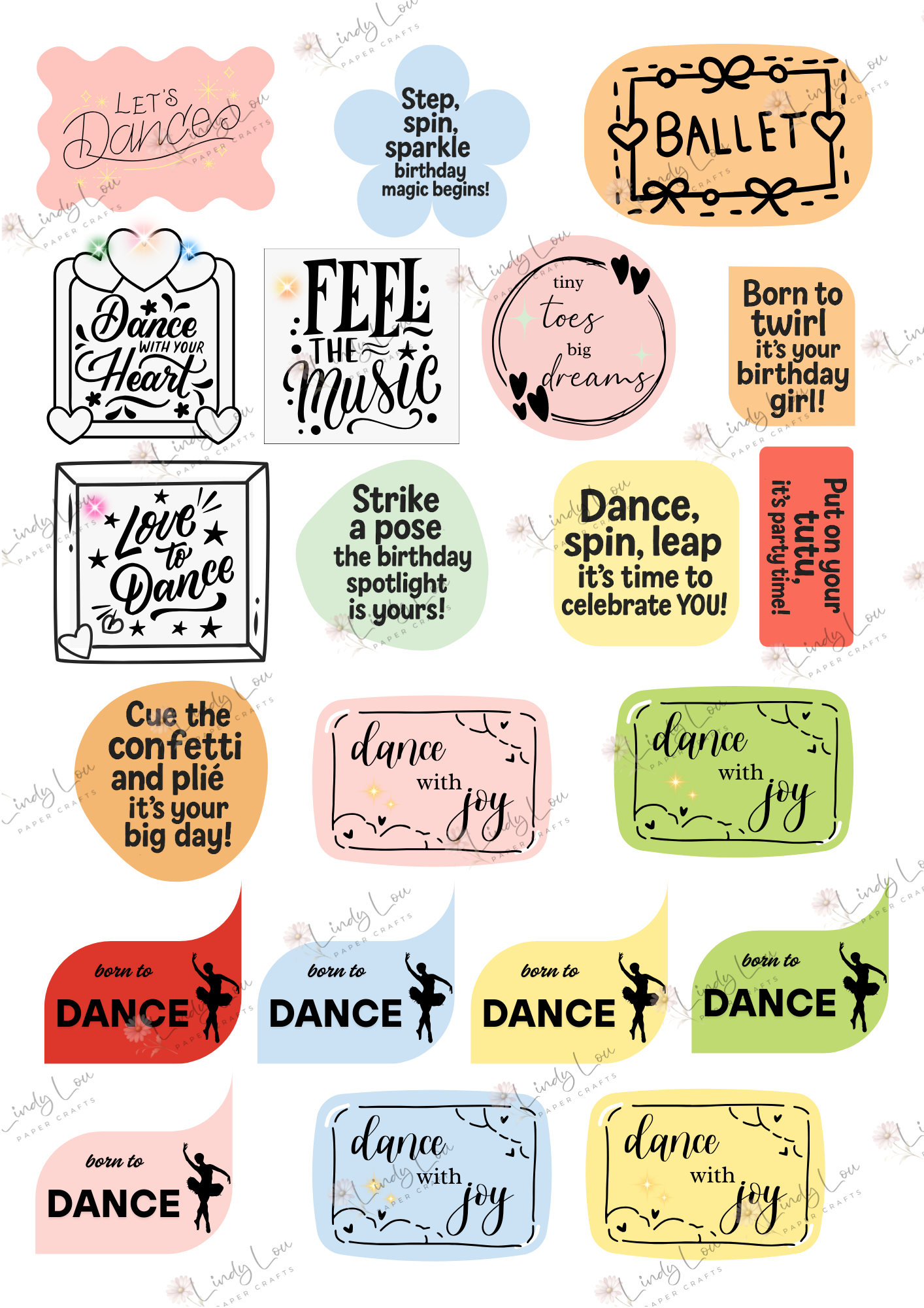 A4 Fusy Cut Sheets - Ballerina Blossoms - Twirl & Tell